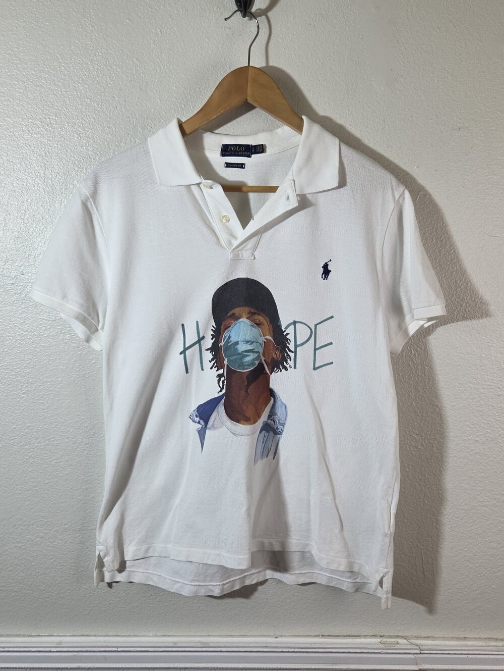 Polo Ralph Lauren Hope Polo Shirt White Classic Fit Men L Graphic Cotton
